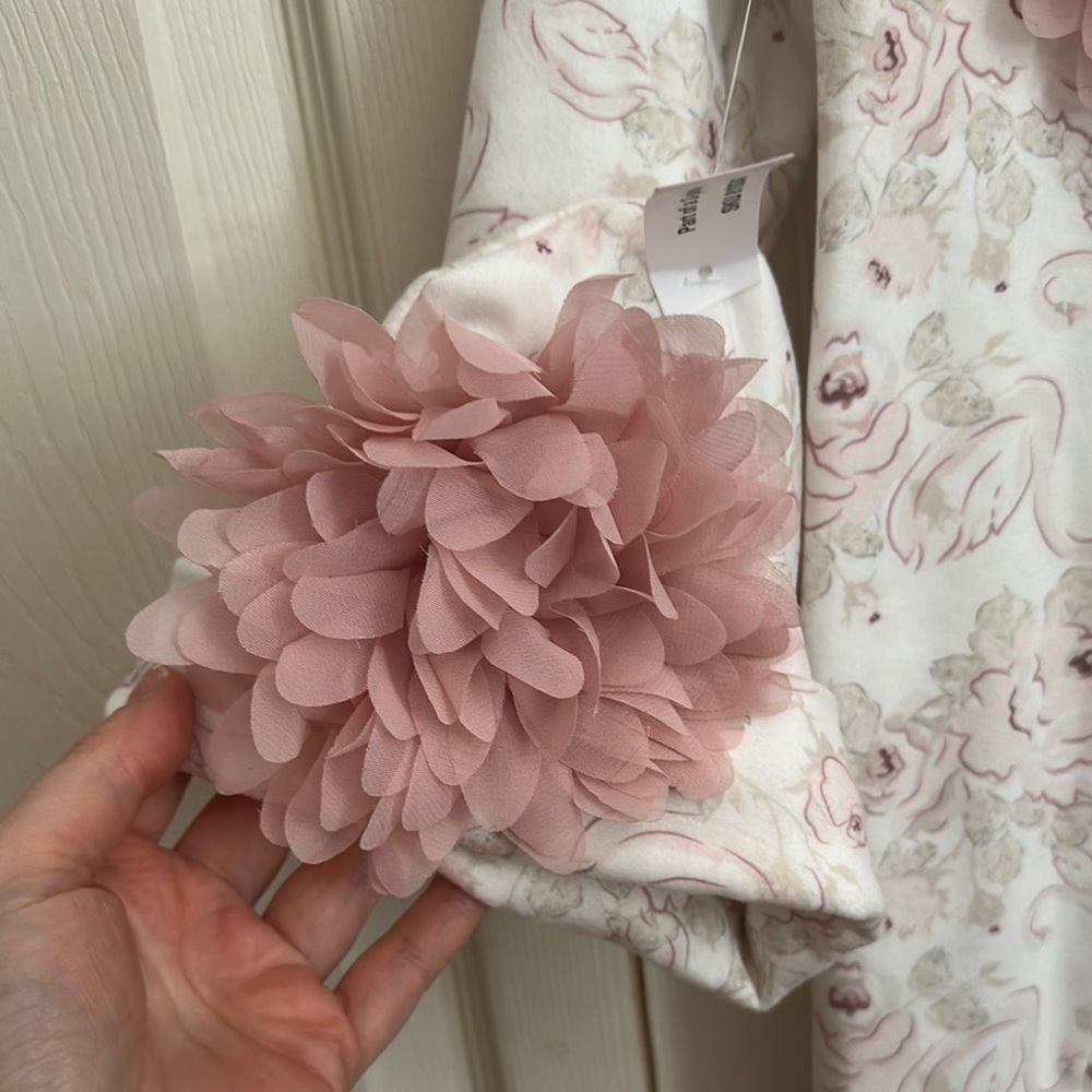 Baby Essentials Pink and White Footies with Floral Design - Picture 2 of 7